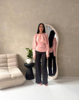 Siria Pink Lace Trim Cape Elegant Top