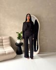 Siria Black Lace Trim Cape Elegant Top