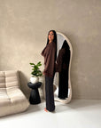 Siria Brown Lace Trim Cape Elegant Top