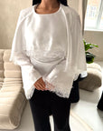 Siria White Lace Trim Cape Elegant Top