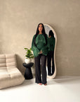 Siria Emerald Green Lace Trim Cape Elegant Top