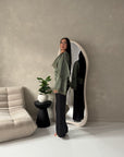 Siria Khaki Lace Trim Cape Elegant Top