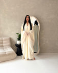 Marwa Cream Mesh Edge Modest Open Abaya Jacket