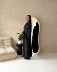 Kajol Black Lace Detail Open Modest Abaya Jacket