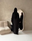 Kajol Black Lace Detail Open Modest Abaya Jacket