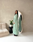 Kajol Mint Lace Detail Open Modest Abaya Jacket