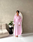 Tyra Pink Summer Striped Tie Back Collar Dress