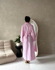 Tyra Pink Summer Striped Tie Back Collar Dress