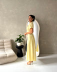 Ori Yellow Short Sleeve A Line Tie Back Summer Dress