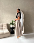 Ori Mocha Short Sleeve A Line Tie Back Summer Dress