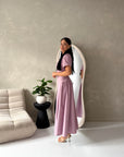 Ori Pink Short Sleeve A Line Tie Back Summer Dress