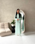 Shreya Mint Floral Mesh Lined Summer Dress