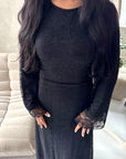 Shreya Black Floral Mesh Lined Summer Dress