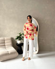 Taya Yellow Floral Side Gather Tie Back Top