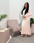 Luna Cream Knitted Ribbed Maxi Dress