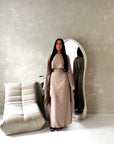 Marli Mocha Tassel Edge Plain Cape Modest Dress