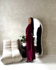 Marli Wine Tassel Edge Plain Cape Modest Dress