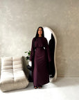 Marli Plum Tassel Edge Plain Cape Modest Dress