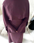 Marli Plum Tassel Edge Plain Cape Modest Dress