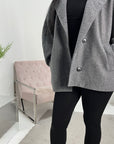 Melia Dark Grey Collar Batwing Pocket Jacket