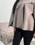 Alara Mocha One Button Cape With Scarf