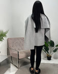 Alara Grey One Button Cape With Scarf
