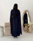Sherin Navy Pearl Detail Modest Dress