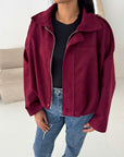 Zara Wine Suede Bomber Jacket