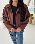 Zara Brown Suede Bomber Jacket