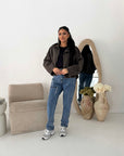 Zara Khaki Suede Bomber Jacket