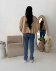 Zara Cream Suede Bomber Jacket