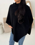Fay Black Soft Knit Asymmetrical Poncho