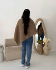 Fay Mocha Soft Knit Asymmetrical Poncho