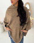 Fay Mocha Soft Knit Asymmetrical Poncho