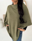 Fay Khaki Soft Knit Asymmetrical Poncho