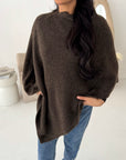 Fay Brown Soft Knit Asymmetrical Poncho