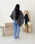 Fay Charcoal Soft Knit Asymmetrical Poncho