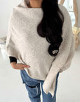 Fay Cream Soft Knit Asymmetrical Poncho