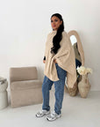 Fay Beige Soft Knit Asymmetrical Poncho