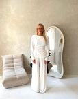 Sera White Soft Plain Gold Buckle Trouser Co Ord Set