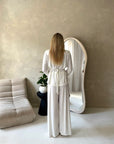 Sera White Soft Plain Gold Buckle Trouser Co Ord Set