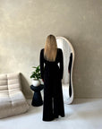 Sera Black Soft Plain Gold Buckle Trouser Co Ord Set
