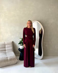 Sera Wine Soft Plain Gold Buckle Trouser Co Ord Set