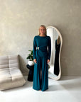 Sera Teal Soft Plain Gold Buckle Trouser Co Ord Set