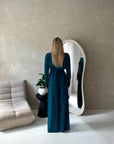 Sera Teal Soft Plain Gold Buckle Trouser Co Ord Set