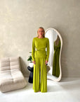 Sera Olive Soft Plain Gold Buckle Trouser Co Ord Set