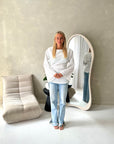 Fana White Pinstripe Side Tie Summer Top