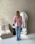 Fana Pink Pinstripe Side Tie Summer Top