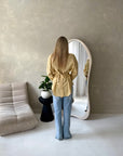 Naria Yellow Pinstripe Tie Back Collared Shirt