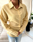Naria Yellow Pinstripe Tie Back Collared Shirt